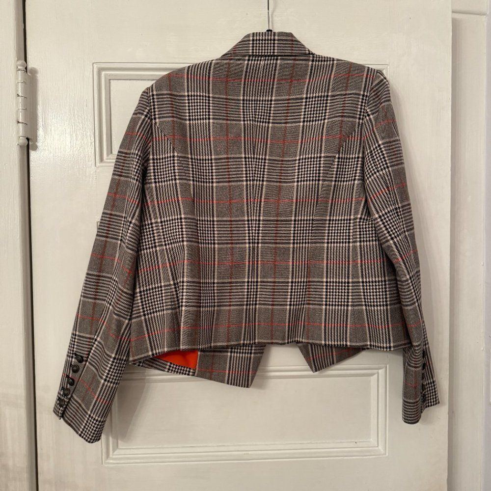 L'AGENCE Brooke Double Breasted Plaid Blazer in Brown Black Multi - Picture 6 of 12